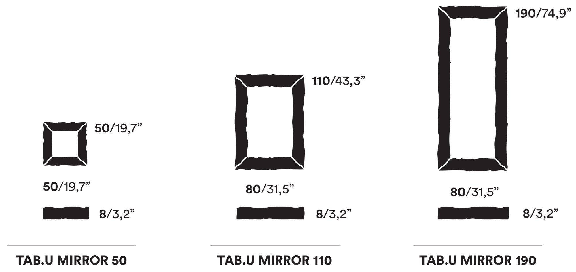 OPINION CIATTI specchio rettangolare da parete TAB.U MIRROR (L 190 cm  Cromato - Alluminio e vetro) 
